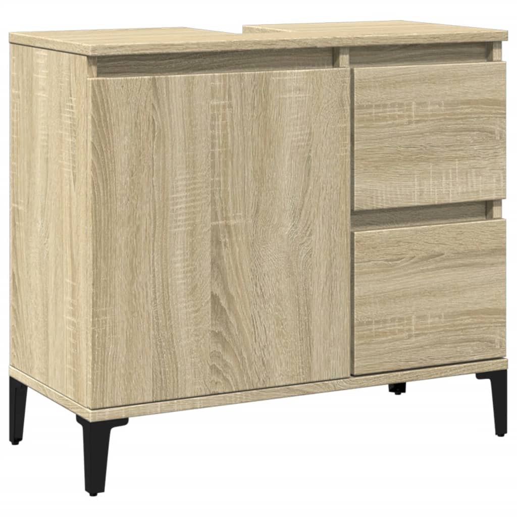 Badkamerkast 65x33x60 cm bewerkt hout sonoma eikenkleurig is nu te koop bij PeponiXL, paradijselijk wonen!