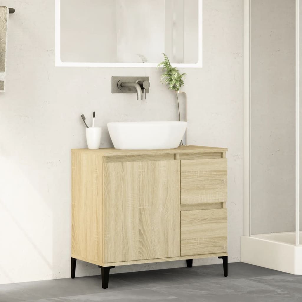 Badkamerkast 65x33x60 cm bewerkt hout sonoma eikenkleurig is nu te koop bij PeponiXL, paradijselijk wonen!