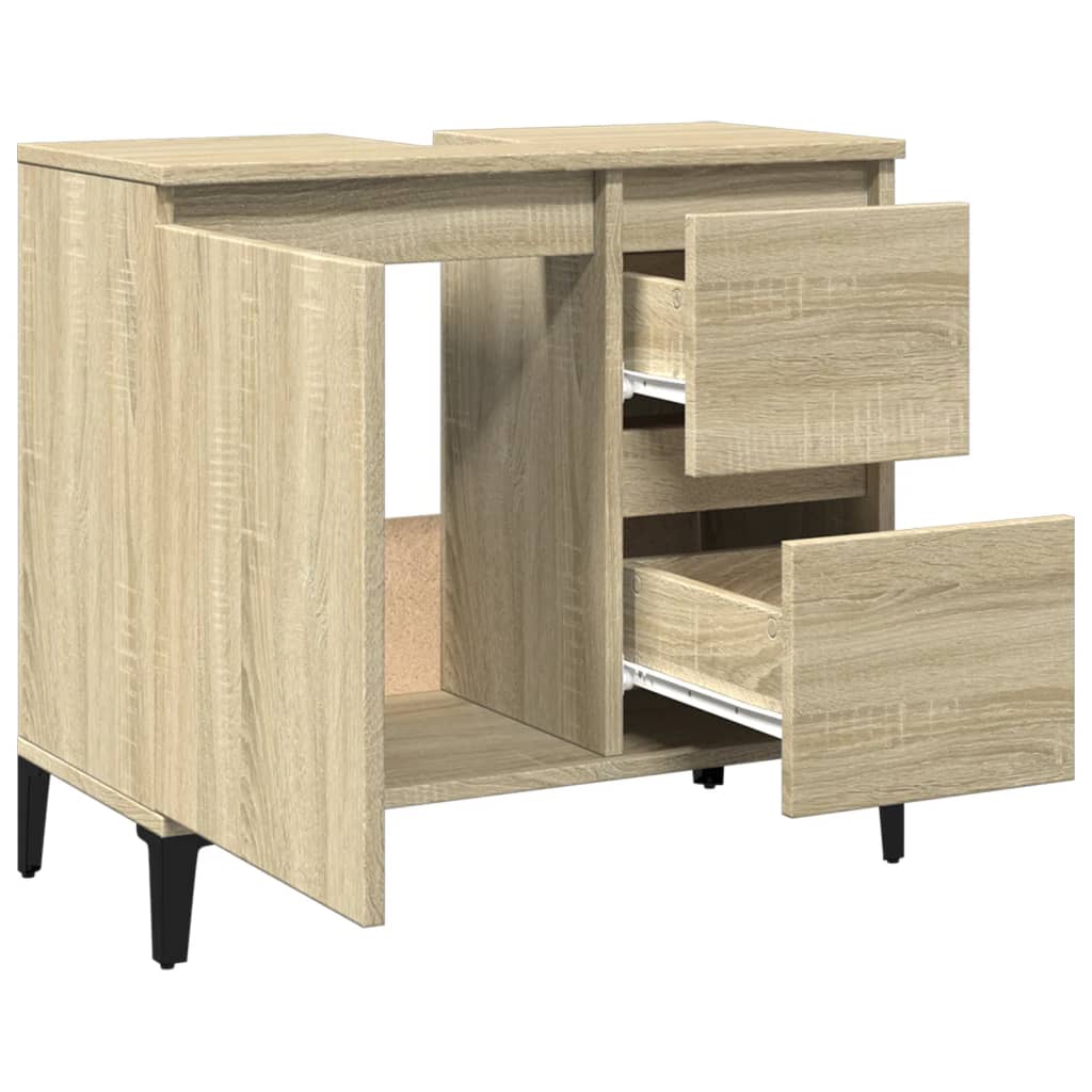 Badkamerkast 65x33x60 cm bewerkt hout sonoma eikenkleurig is nu te koop bij PeponiXL, paradijselijk wonen!