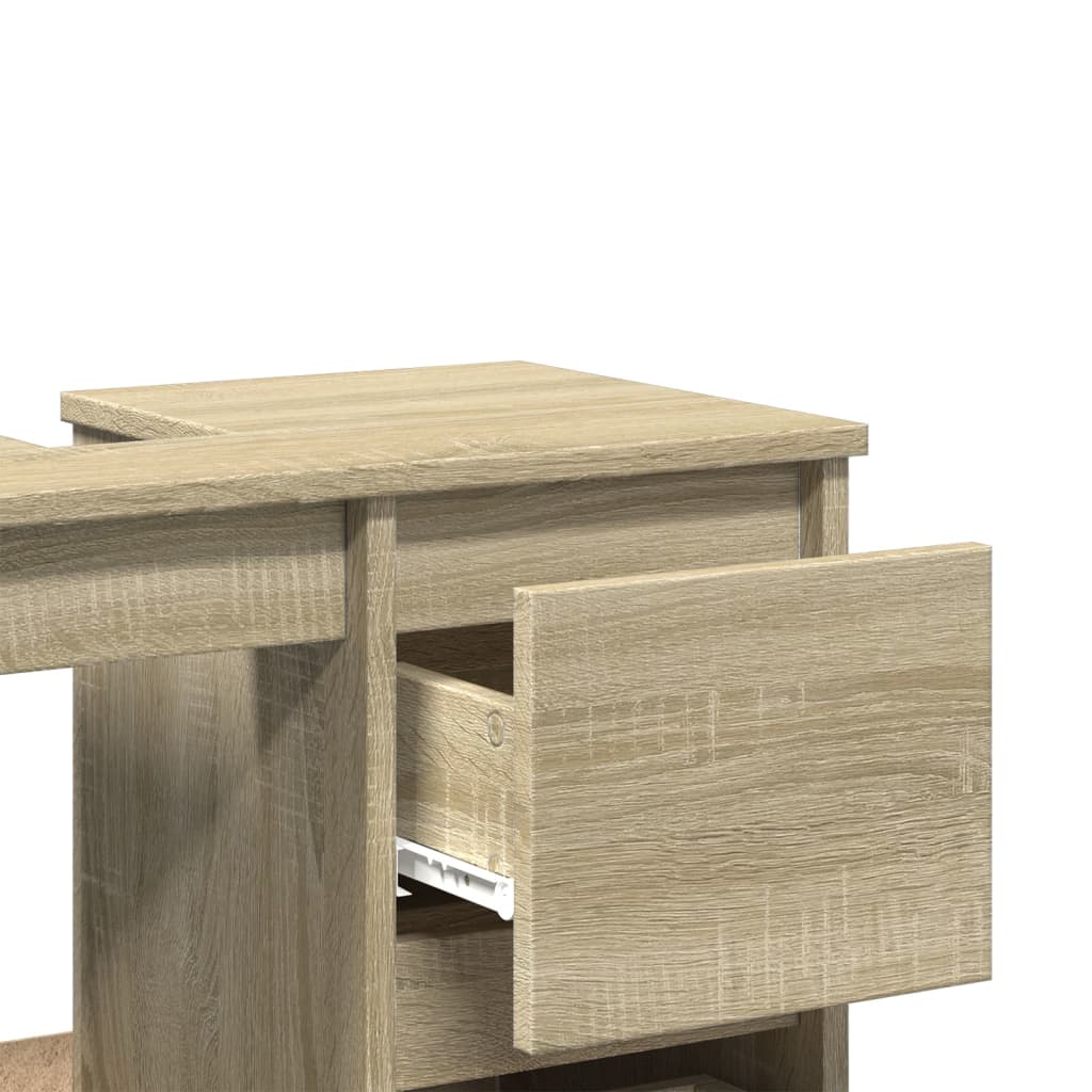 Badkamerkast 65x33x60 cm bewerkt hout sonoma eikenkleurig is nu te koop bij PeponiXL, paradijselijk wonen!