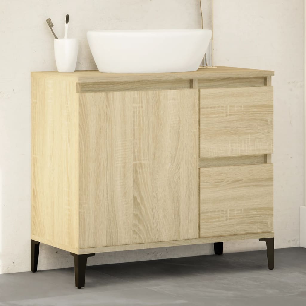Badkamerkast 65x33x60 cm bewerkt hout sonoma eikenkleurig is nu te koop bij PeponiXL, paradijselijk wonen!