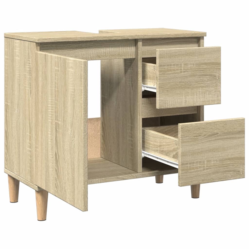 Badkamerkast 65x33x60 cm bewerkt hout sonoma eikenkleurig is nu te koop bij PeponiXL, paradijselijk wonen!