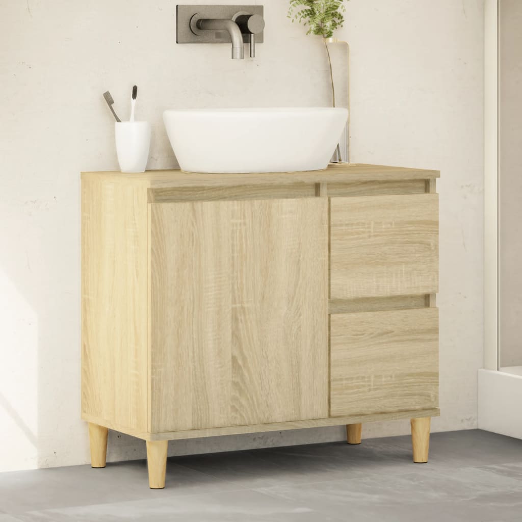 Badkamerkast 65x33x60 cm bewerkt hout sonoma eikenkleurig is nu te koop bij PeponiXL, paradijselijk wonen!