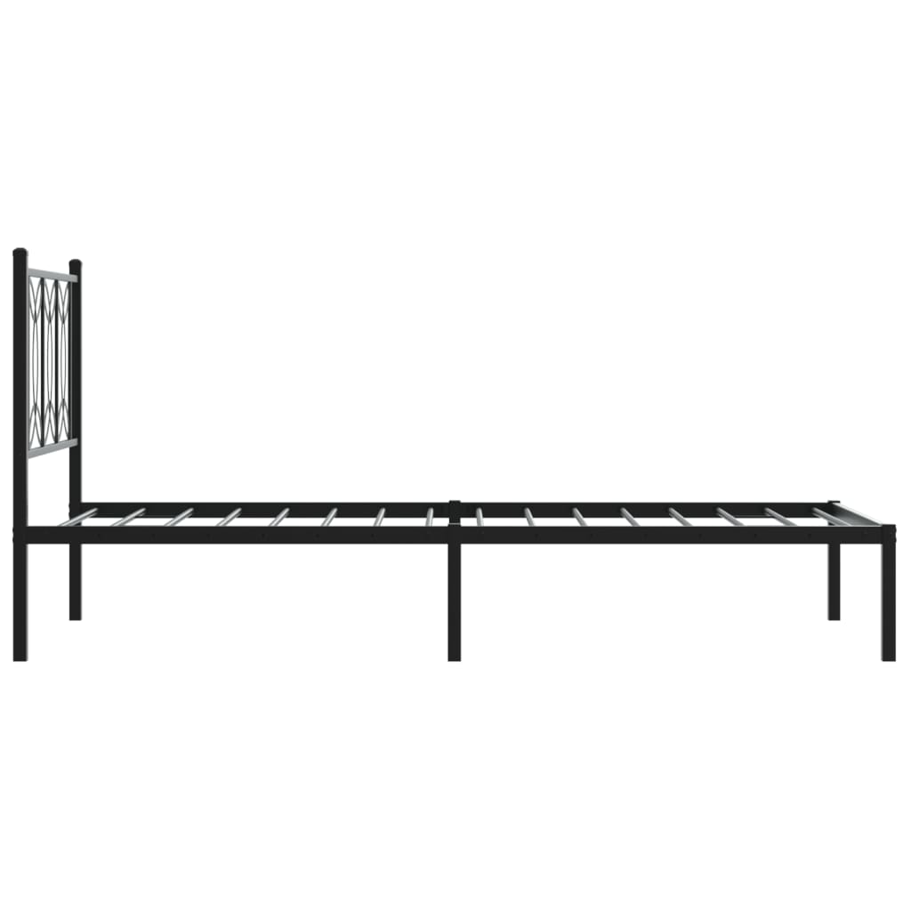 Bedframe met hoofdbord metaal zwart 75x190 cm is nu te koop bij PeponiXL, paradijselijk wonen!