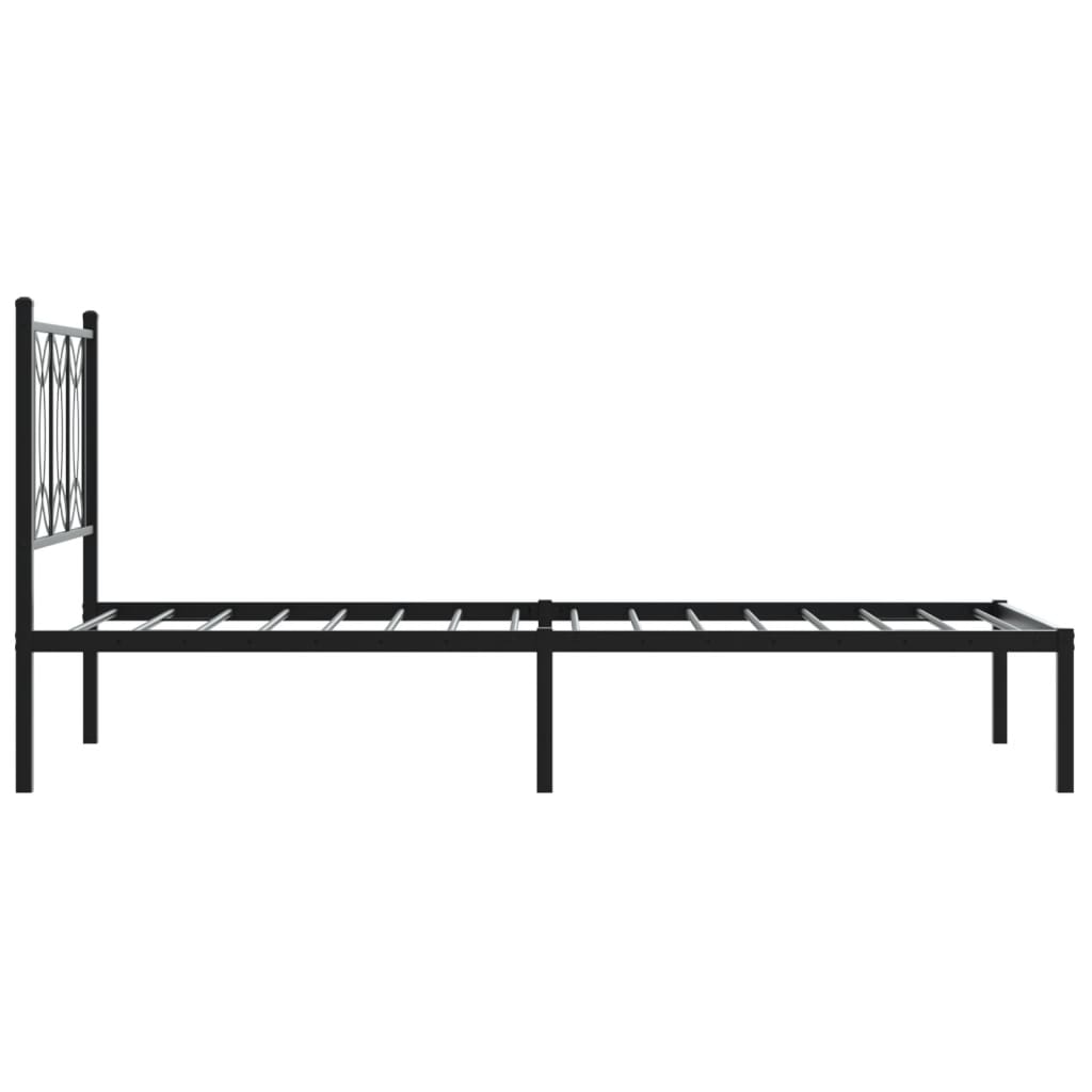 Bedframe met hoofdbord metaal zwart 90x190 cm is nu te koop bij PeponiXL, paradijselijk wonen!