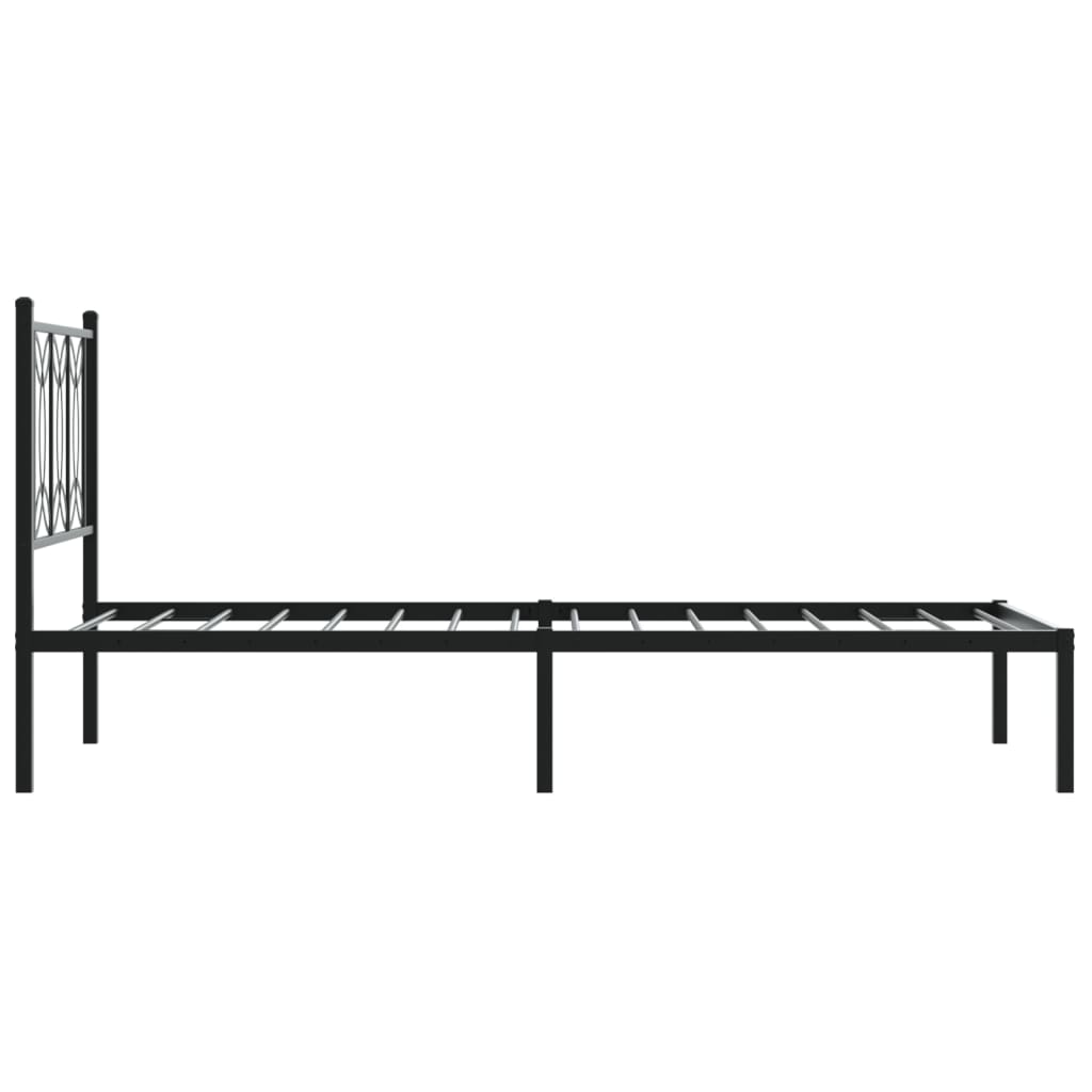 Bedframe met hoofdbord metaal zwart 90x200 cm is nu te koop bij PeponiXL, paradijselijk wonen!