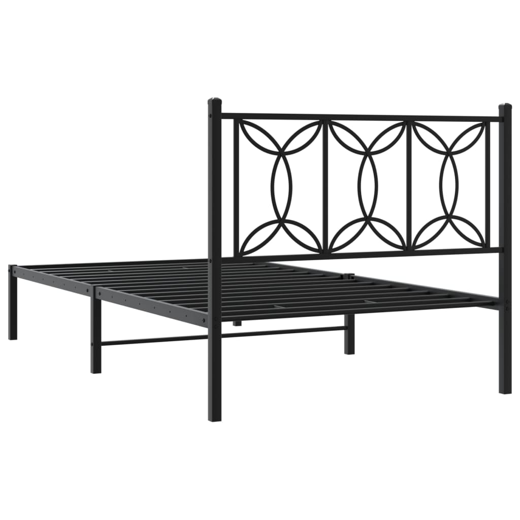 Bedframe met hoofdbord metaal zwart 100x190 cm is nu te koop bij PeponiXL, paradijselijk wonen!