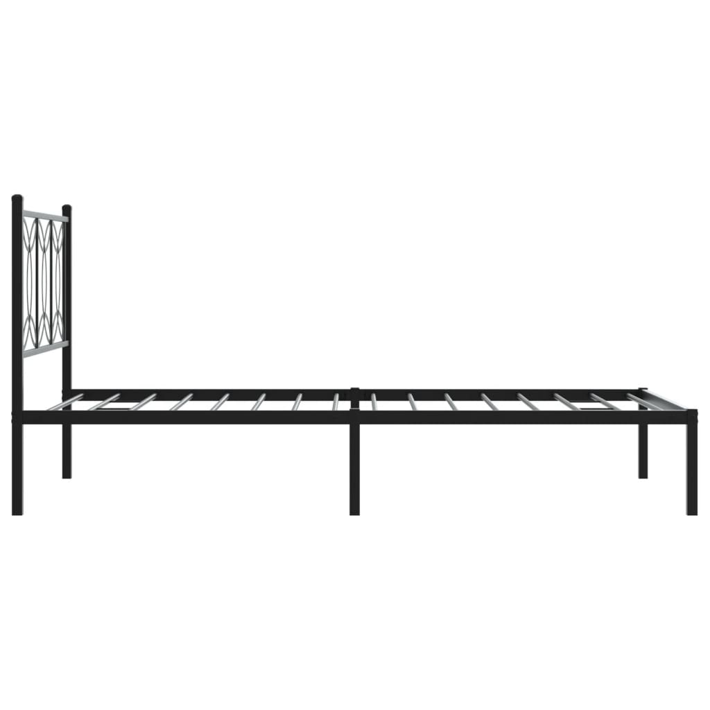 Bedframe met hoofdbord metaal zwart 100x200 cm is nu te koop bij PeponiXL, paradijselijk wonen!