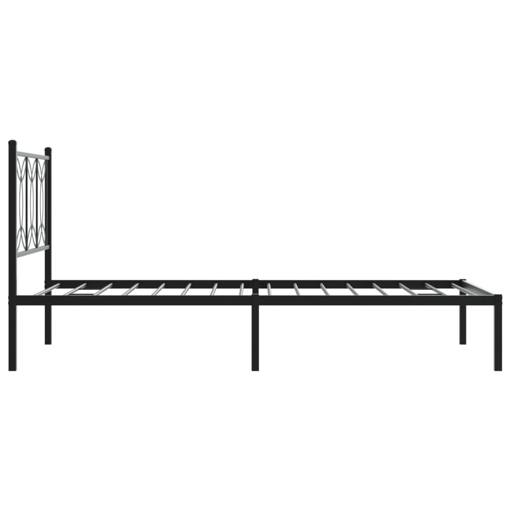 Bedframe met hoofdbord metaal zwart 107x203 cm is nu te koop bij PeponiXL, paradijselijk wonen!