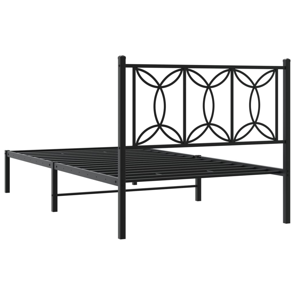 Bedframe met hoofdbord metaal zwart 107x203 cm is nu te koop bij PeponiXL, paradijselijk wonen!