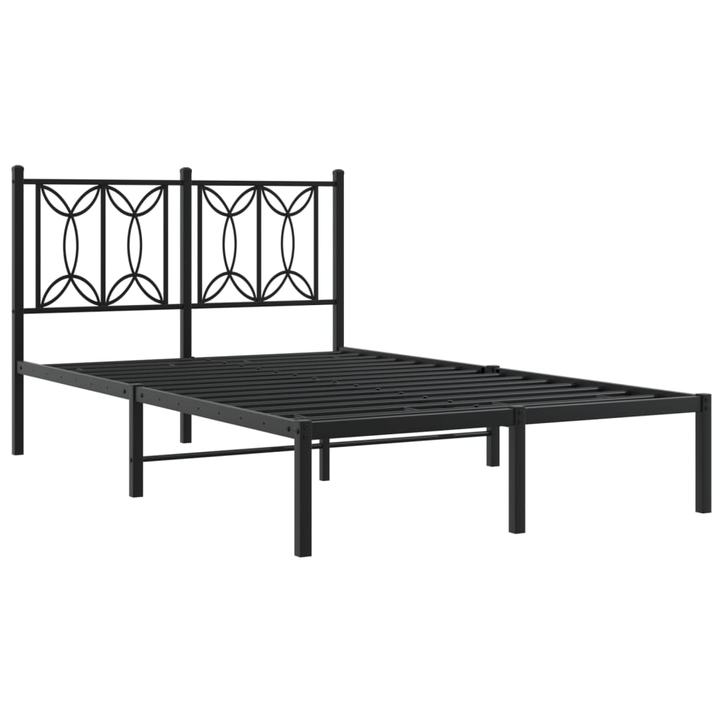 Bedframe met hoofdbord metaal zwart 120x190 cm is nu te koop bij PeponiXL, paradijselijk wonen!
