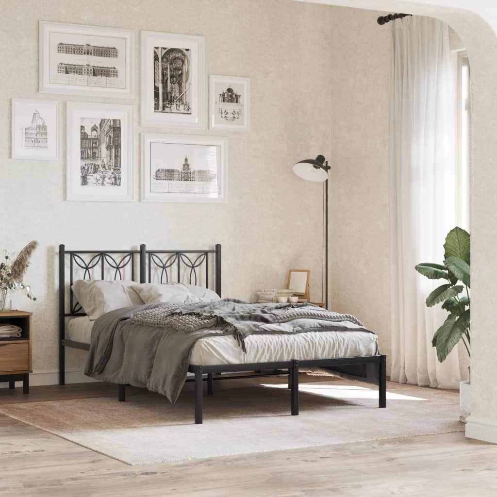 Bedframe met hoofdbord metaal zwart 120x190 cm is nu te koop bij PeponiXL, paradijselijk wonen!