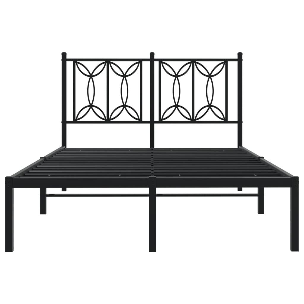 Bedframe met hoofdbord metaal zwart 120x190 cm is nu te koop bij PeponiXL, paradijselijk wonen!