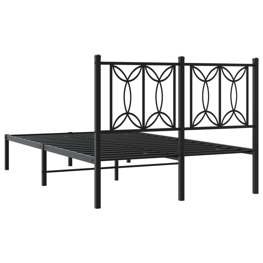 Bedframe met hoofdbord metaal zwart 120x190 cm is nu te koop bij PeponiXL, paradijselijk wonen!