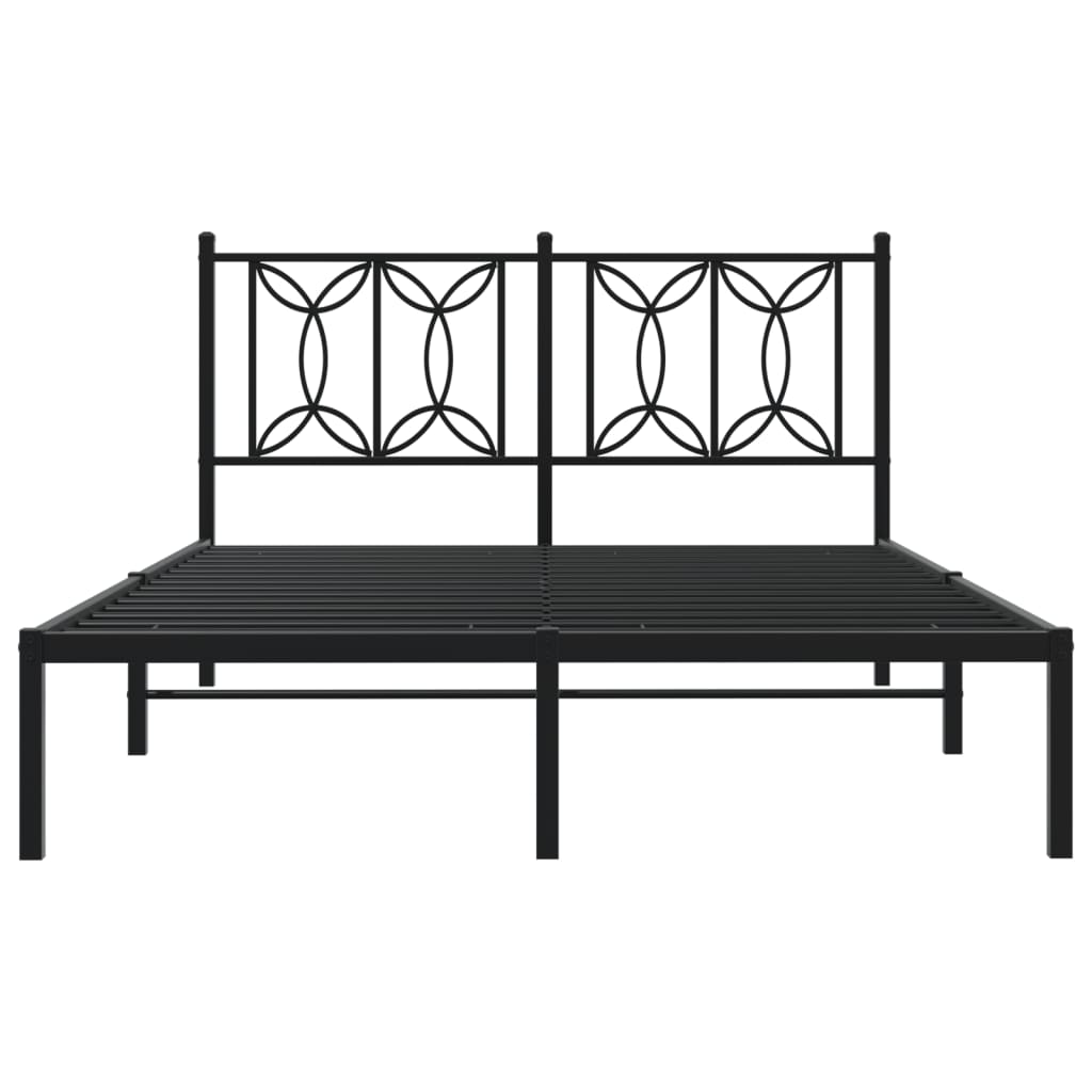 Bedframe met hoofdbord metaal zwart 135x190 cm is nu te koop bij PeponiXL, paradijselijk wonen!