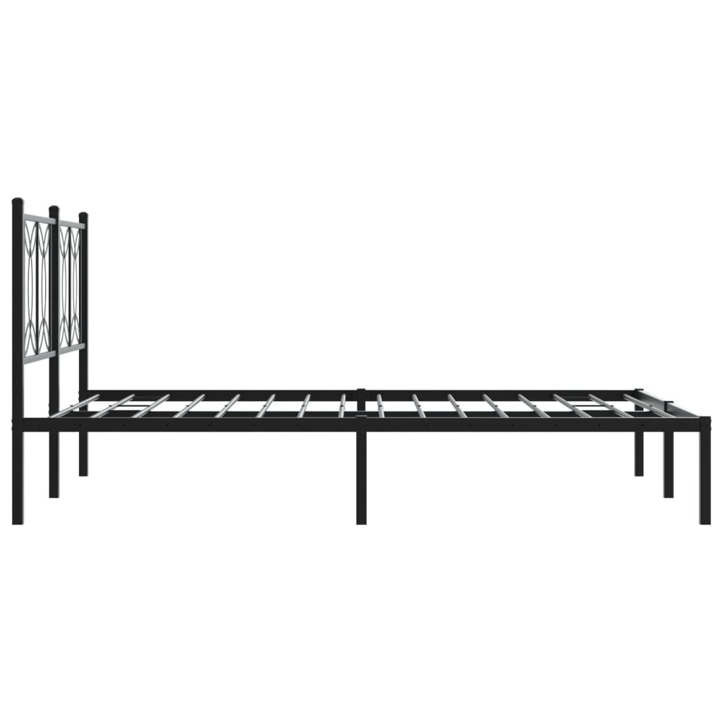 Bedframe met hoofdbord metaal zwart 135x190 cm is nu te koop bij PeponiXL, paradijselijk wonen!