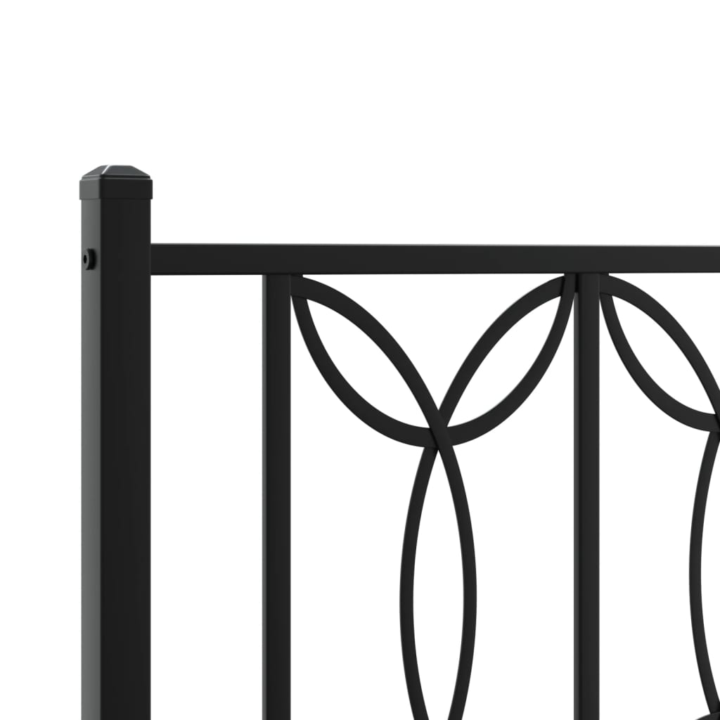 Bedframe met hoofdbord metaal zwart 135x190 cm is nu te koop bij PeponiXL, paradijselijk wonen!