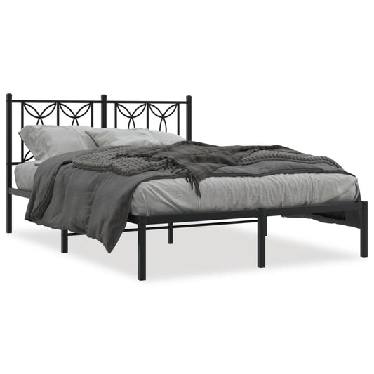 Bedframe met hoofdbord metaal zwart 135x190 cm is nu te koop bij PeponiXL, paradijselijk wonen!