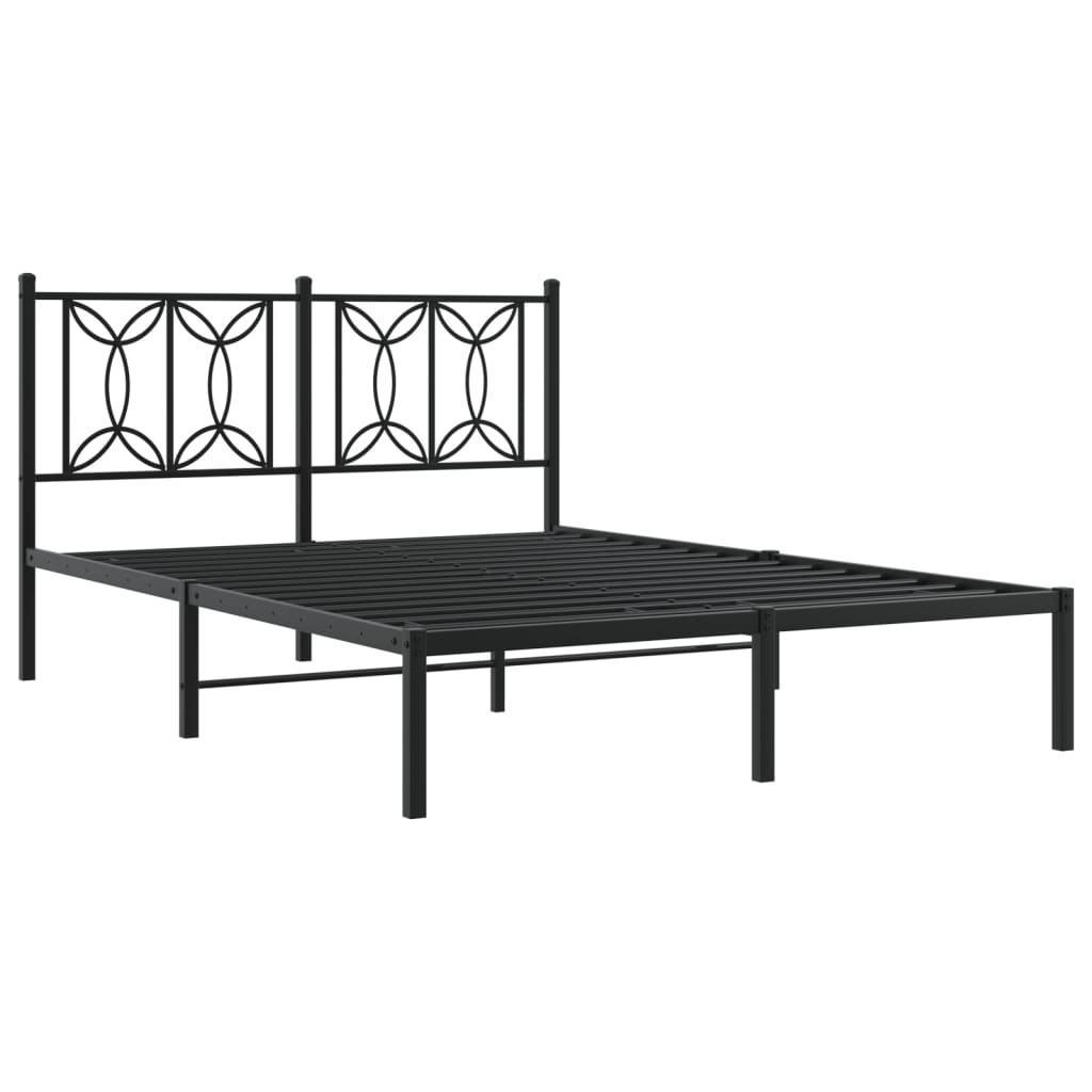 Bedframe met hoofdbord metaal zwart 140x190 cm is nu te koop bij PeponiXL, paradijselijk wonen!
