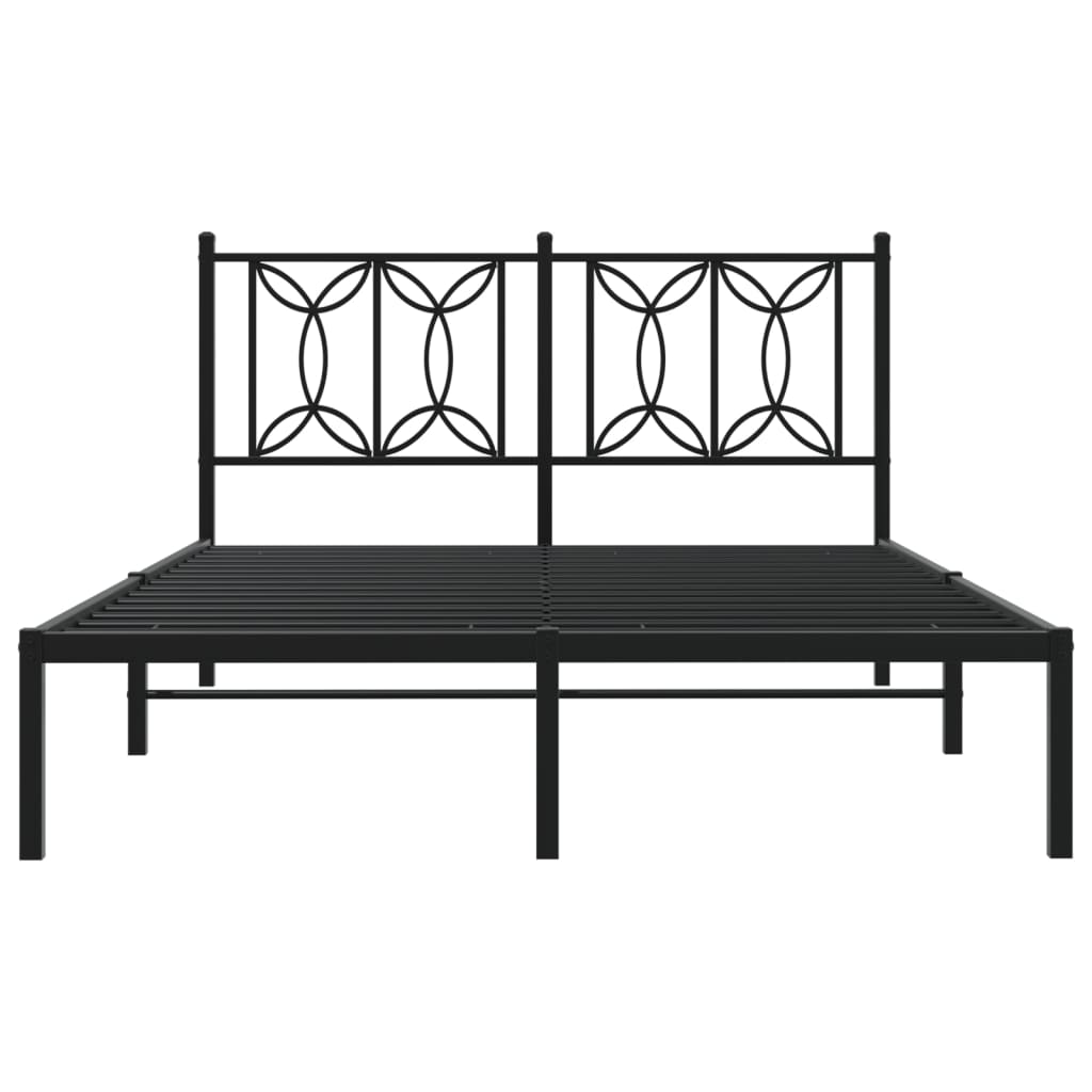 Bedframe met hoofdbord metaal zwart 140x190 cm is nu te koop bij PeponiXL, paradijselijk wonen!