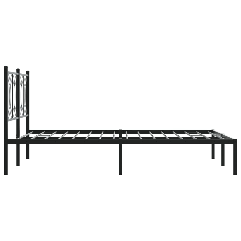 Bedframe met hoofdbord metaal zwart 140x190 cm is nu te koop bij PeponiXL, paradijselijk wonen!