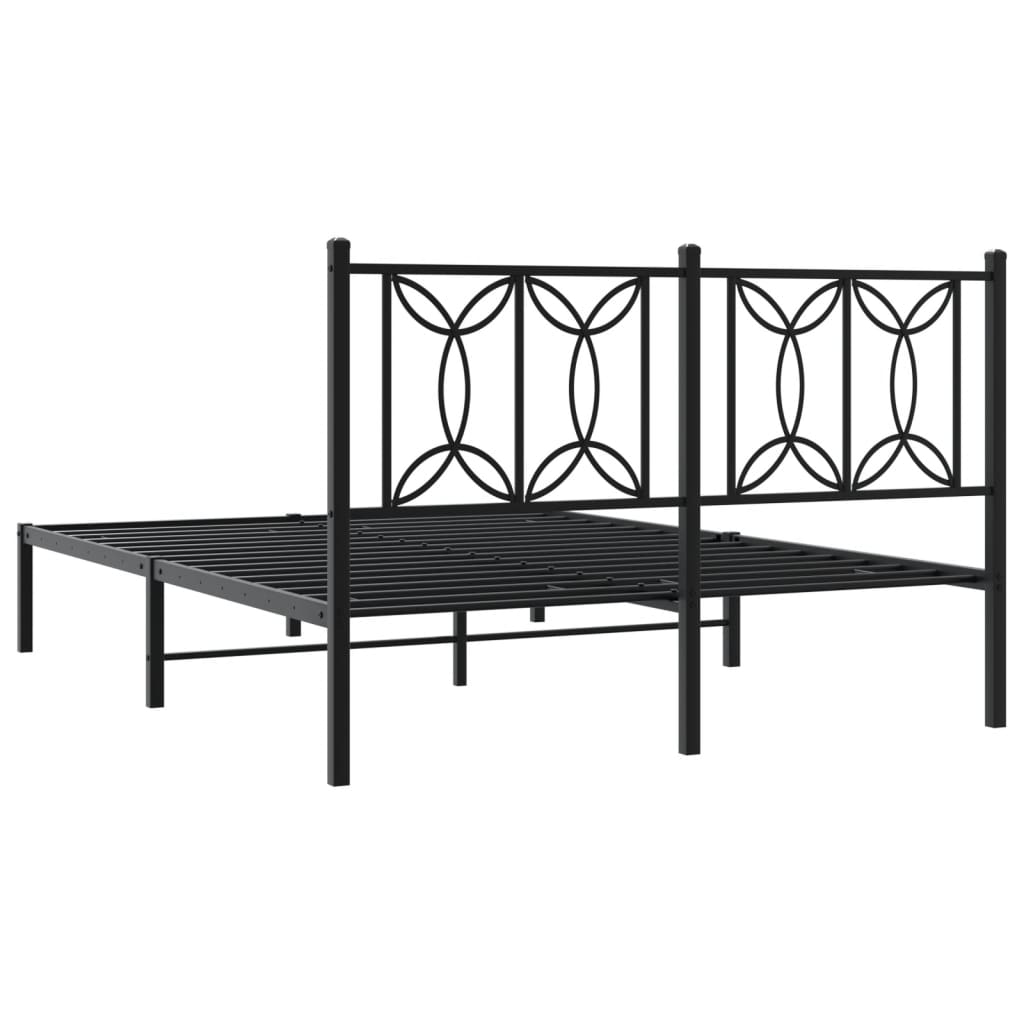 Bedframe met hoofdbord metaal zwart 140x190 cm is nu te koop bij PeponiXL, paradijselijk wonen!