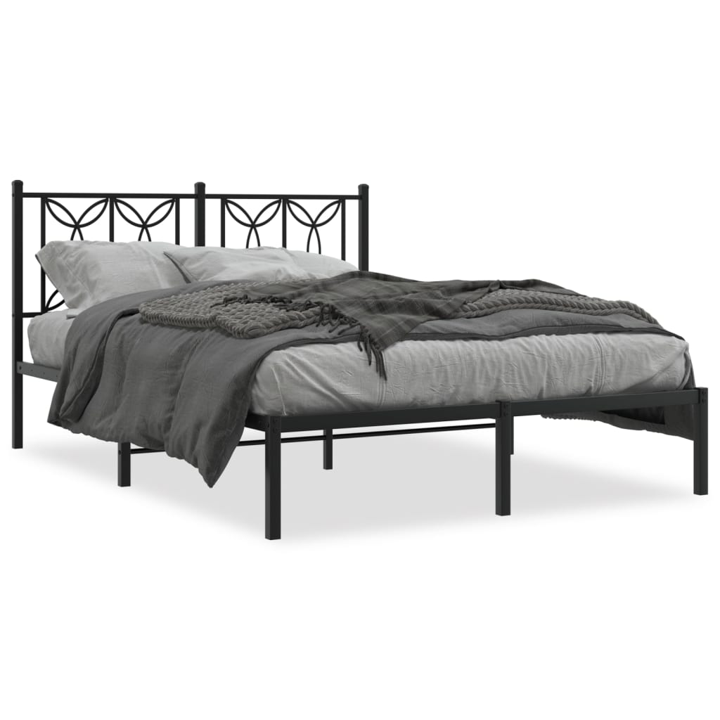 Bedframe met hoofdbord metaal zwart 140x190 cm is nu te koop bij PeponiXL, paradijselijk wonen!
