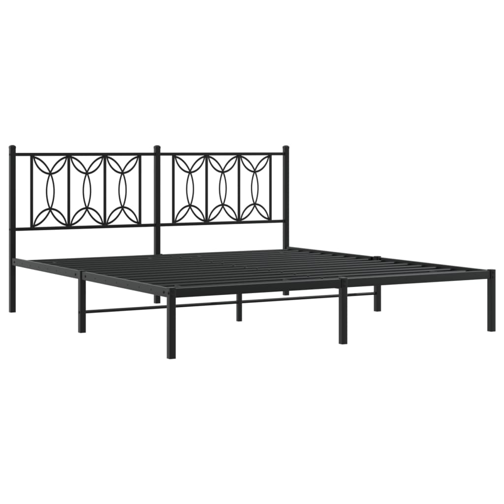 Bedframe met hoofdbord metaal zwart 180x200 cm is nu te koop bij PeponiXL, paradijselijk wonen!