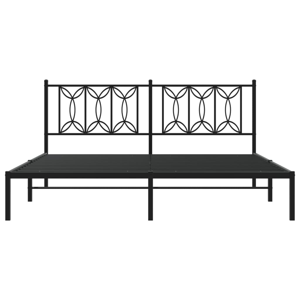 Bedframe met hoofdbord metaal zwart 180x200 cm is nu te koop bij PeponiXL, paradijselijk wonen!