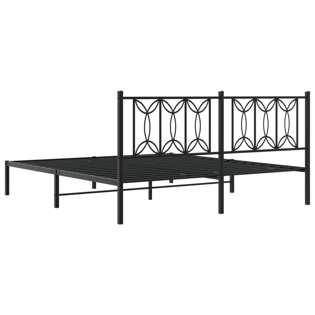 Bedframe met hoofdbord metaal zwart 180x200 cm is nu te koop bij PeponiXL, paradijselijk wonen!