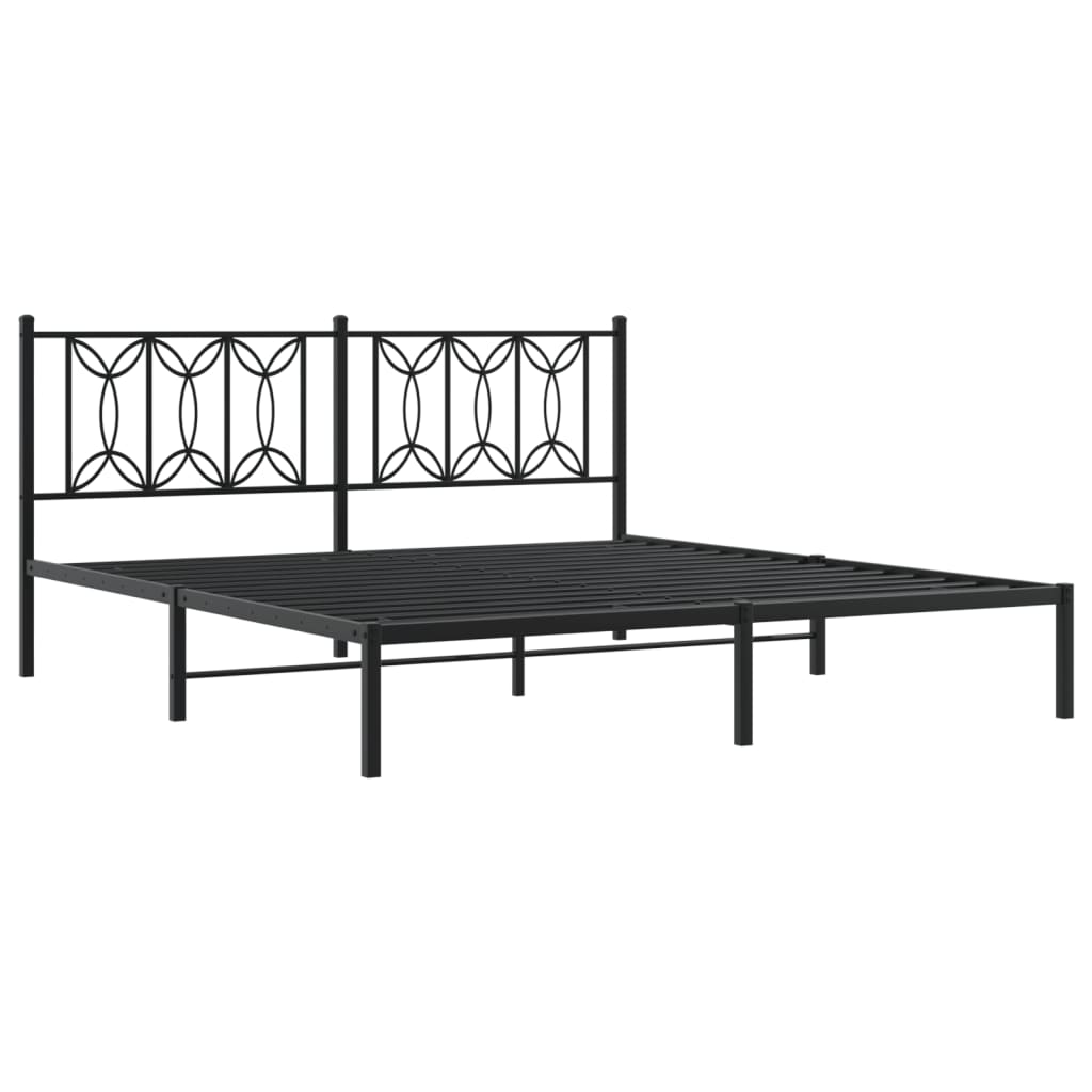 Bedframe met hoofdbord metaal zwart 183x213 cm is nu te koop bij PeponiXL, paradijselijk wonen!