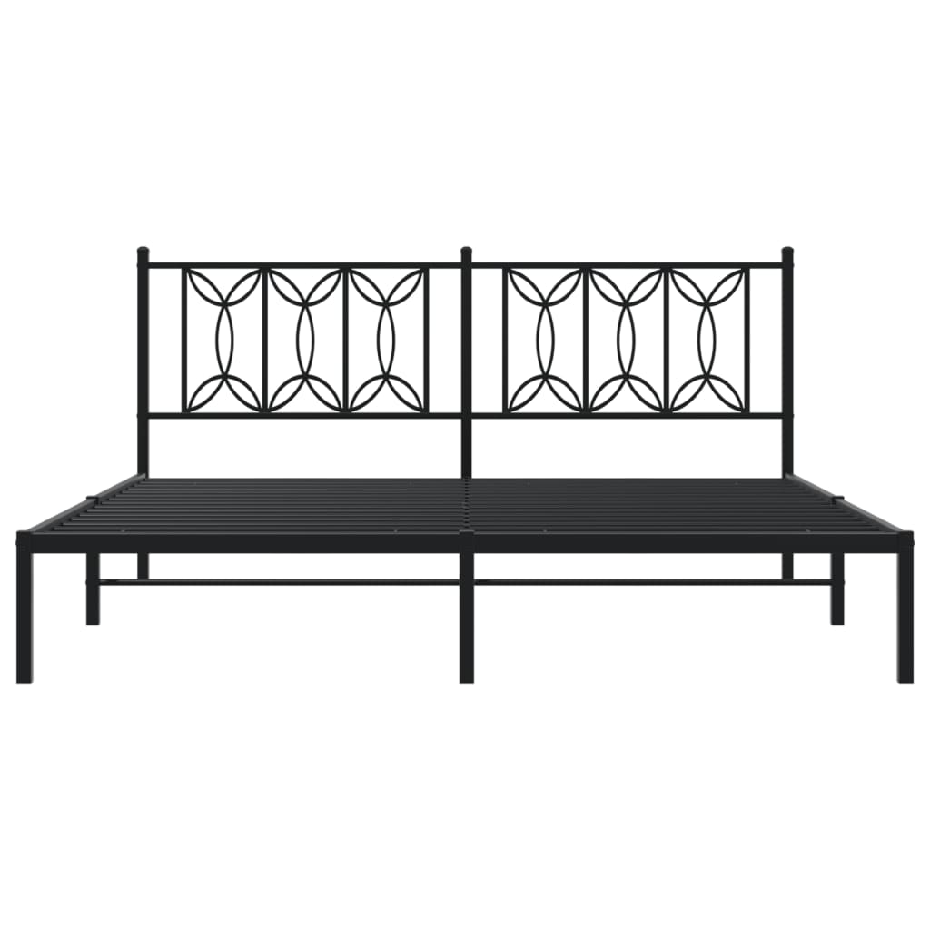 Bedframe met hoofdbord metaal zwart 183x213 cm is nu te koop bij PeponiXL, paradijselijk wonen!