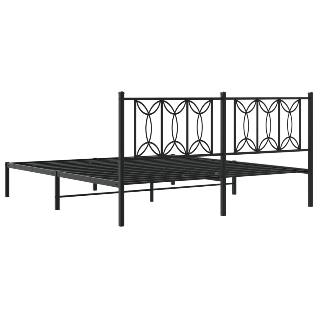 Bedframe met hoofdbord metaal zwart 183x213 cm is nu te koop bij PeponiXL, paradijselijk wonen!