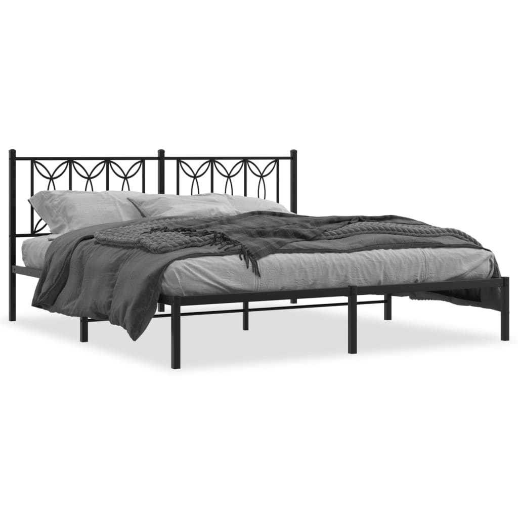Bedframe met hoofdbord metaal zwart 183x213 cm is nu te koop bij PeponiXL, paradijselijk wonen!