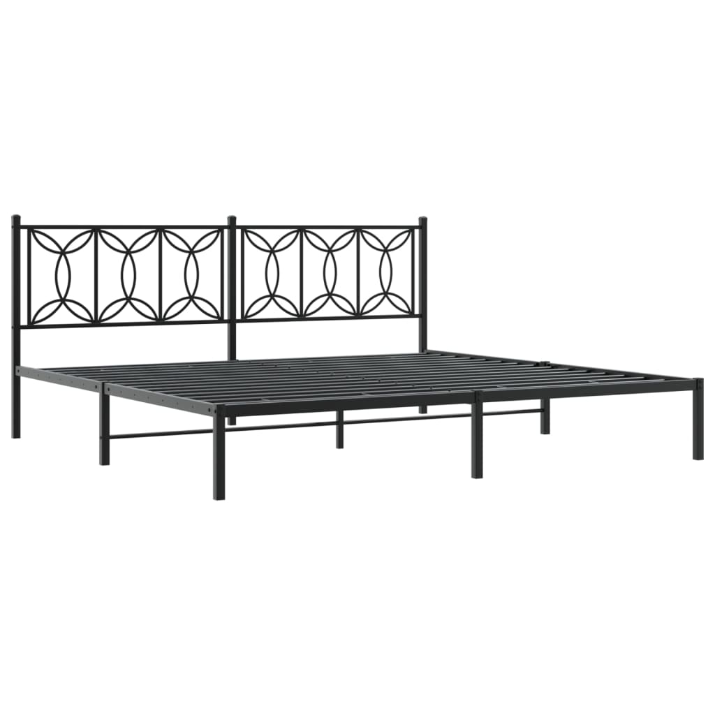 Bedframe met hoofdbord metaal zwart 193x203 cm is nu te koop bij PeponiXL, paradijselijk wonen!