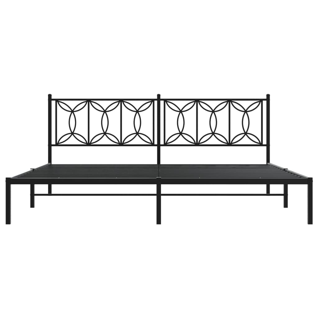 Bedframe met hoofdbord metaal zwart 193x203 cm is nu te koop bij PeponiXL, paradijselijk wonen!