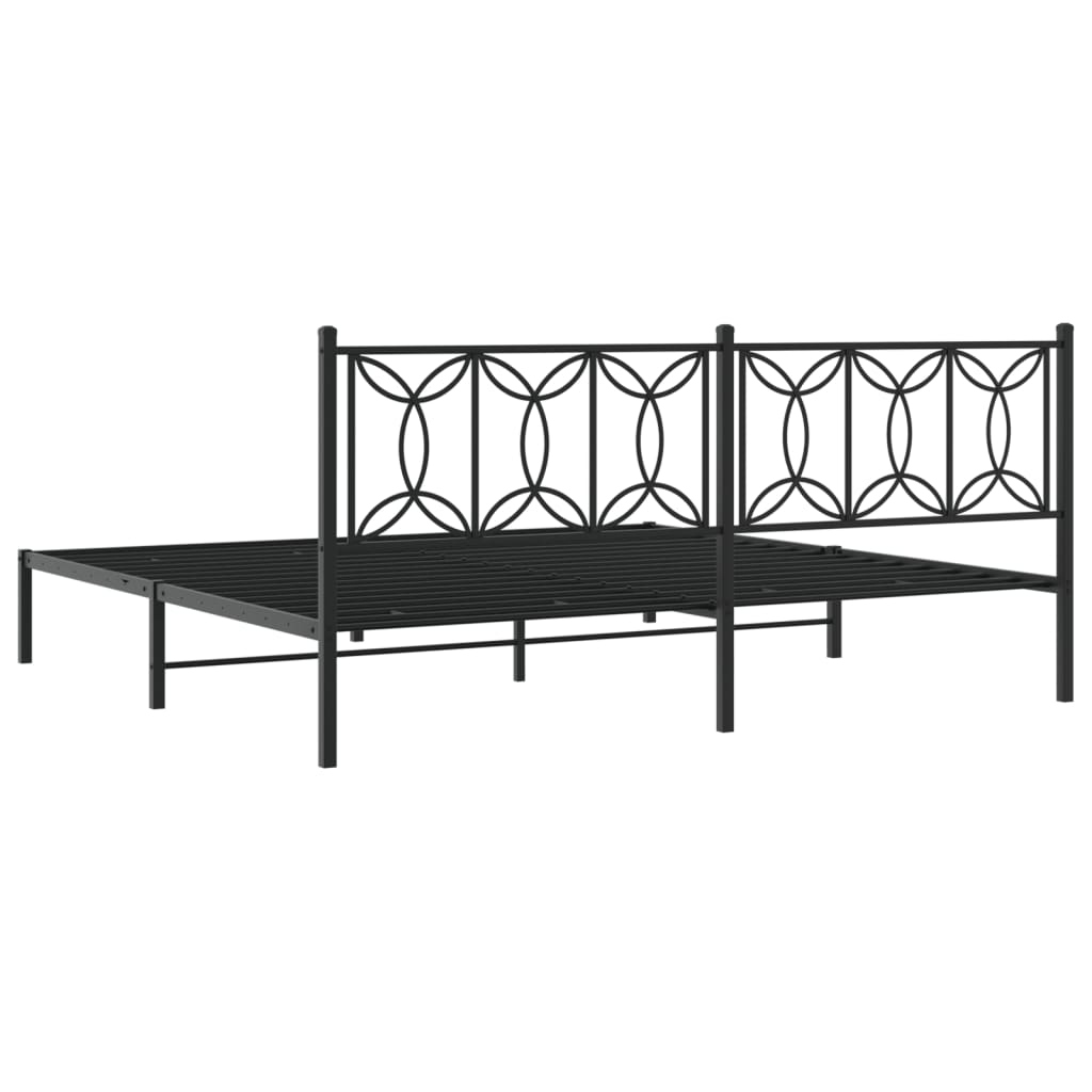 Bedframe met hoofdbord metaal zwart 193x203 cm is nu te koop bij PeponiXL, paradijselijk wonen!