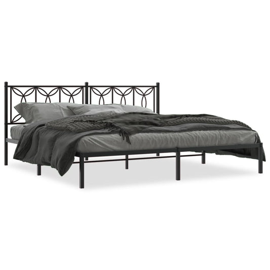 Bedframe met hoofdbord metaal zwart 193x203 cm is nu te koop bij PeponiXL, paradijselijk wonen!