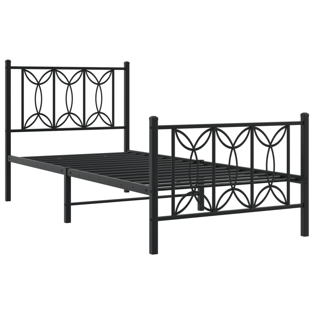 Bedframe met hoofd- en voeteneinde metaal zwart 75x190 cm is nu te koop bij PeponiXL, paradijselijk wonen!