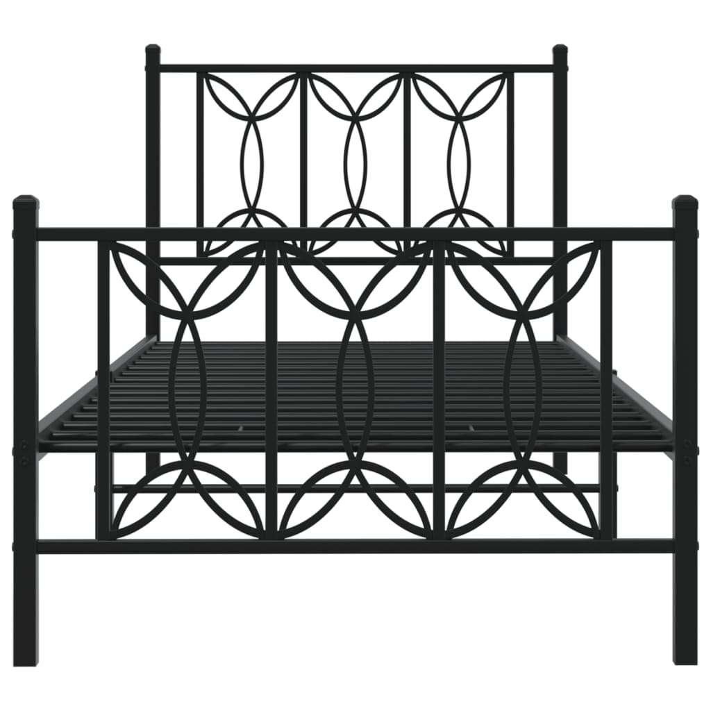 Bedframe met hoofd- en voeteneinde metaal zwart 75x190 cm is nu te koop bij PeponiXL, paradijselijk wonen!