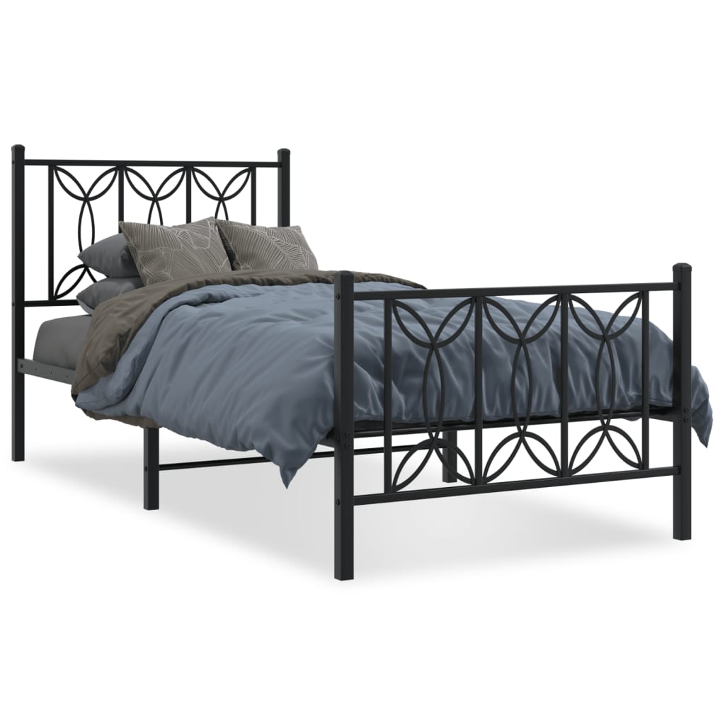 Bedframe met hoofd- en voeteneinde metaal zwart 80x200 cm is nu te koop bij PeponiXL, paradijselijk wonen!