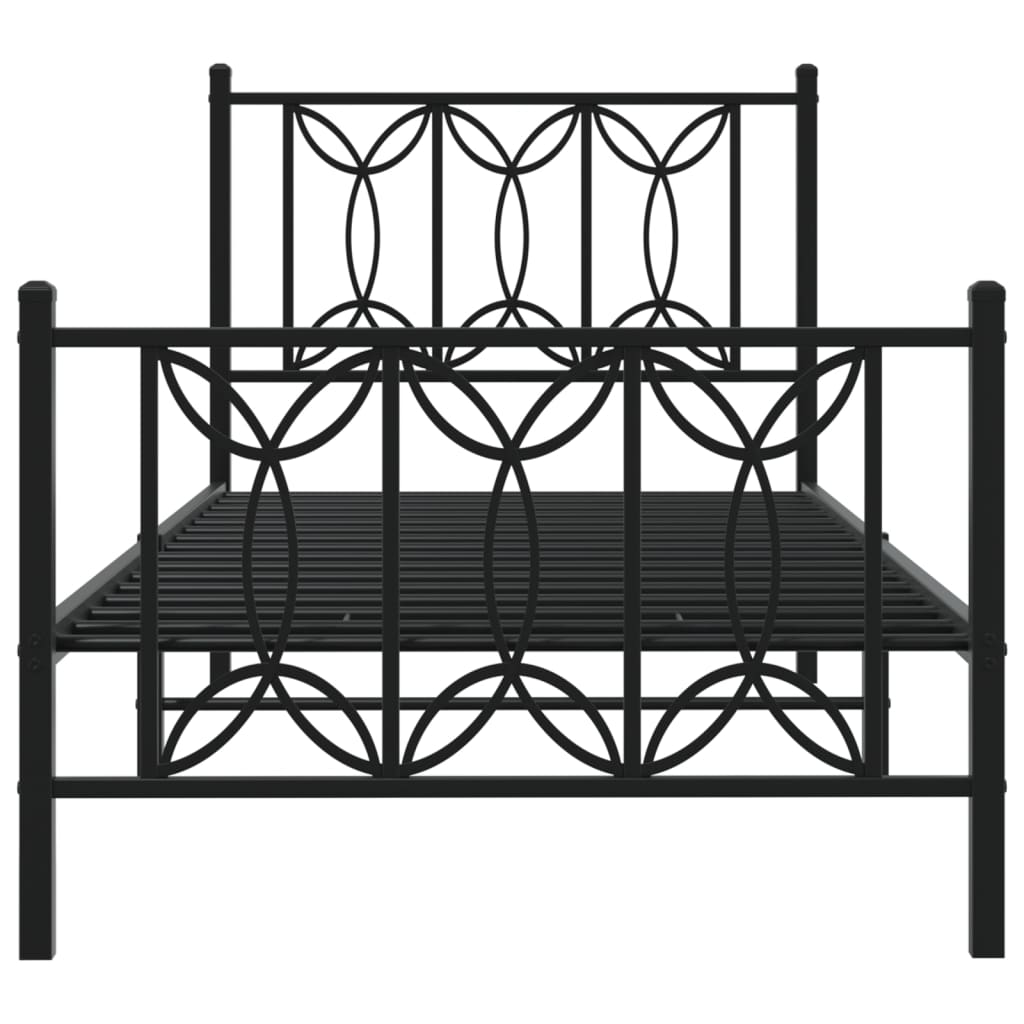Bedframe met hoofd- en voeteneinde metaal zwart 80x200 cm is nu te koop bij PeponiXL, paradijselijk wonen!