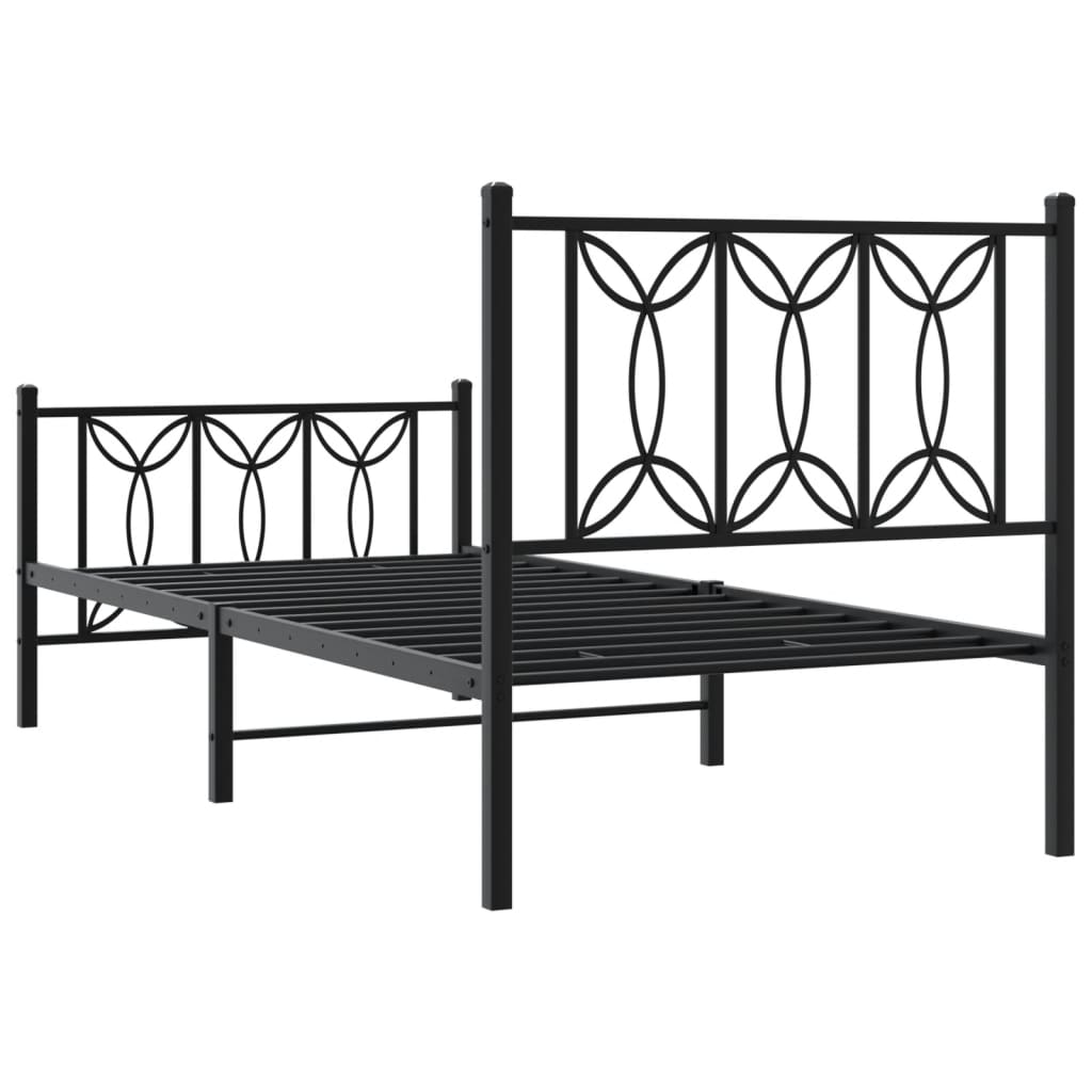 Bedframe met hoofd- en voeteneinde metaal zwart 80x200 cm is nu te koop bij PeponiXL, paradijselijk wonen!