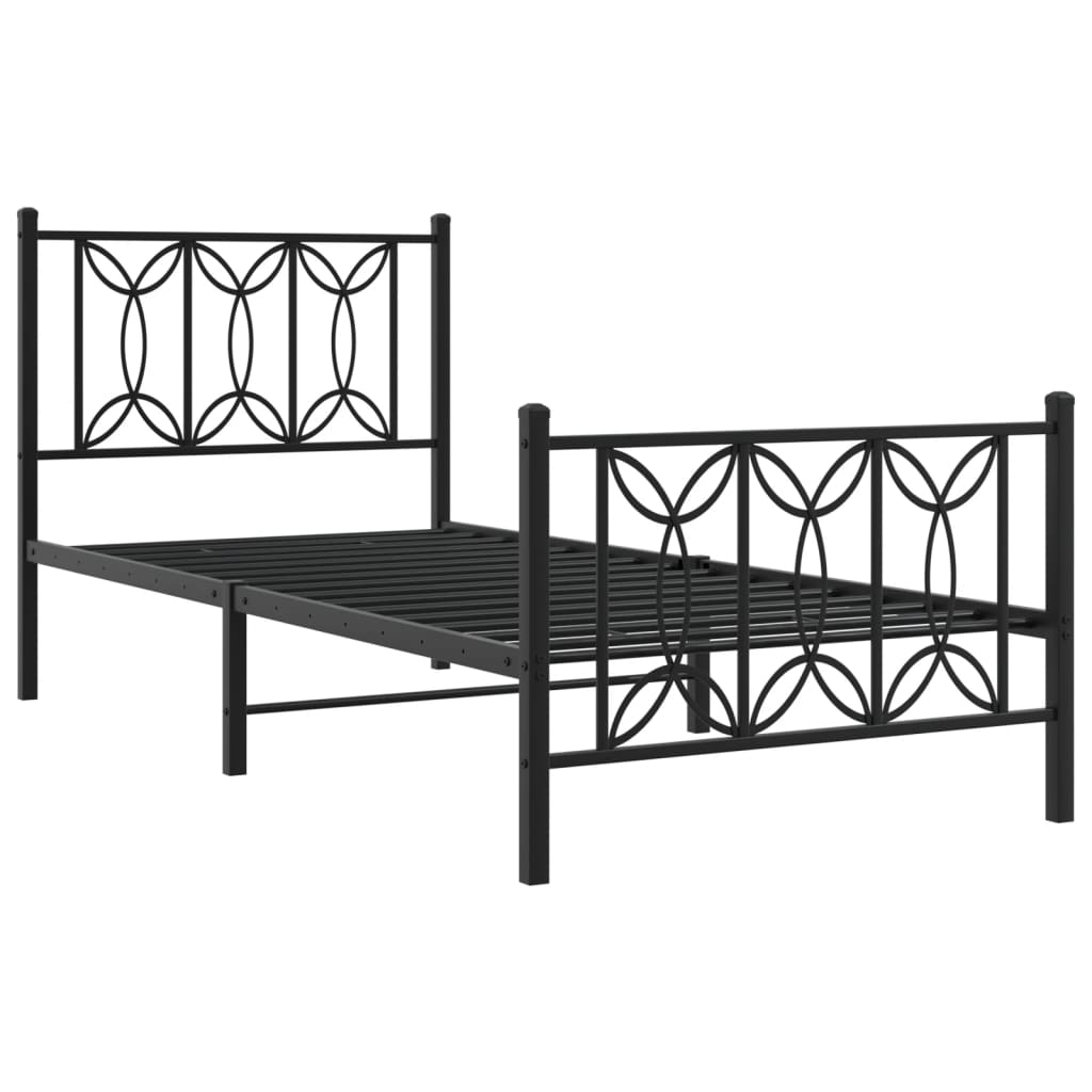 Bedframe met hoofd- en voeteneinde metaal zwart 90x200 cm is nu te koop bij PeponiXL, paradijselijk wonen!