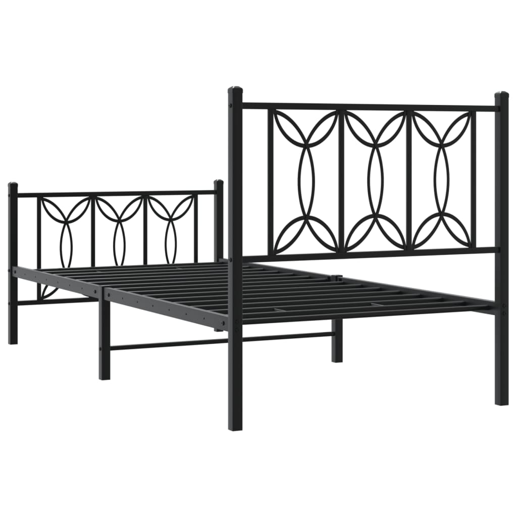 Bedframe met hoofd- en voeteneinde metaal zwart 90x200 cm is nu te koop bij PeponiXL, paradijselijk wonen!
