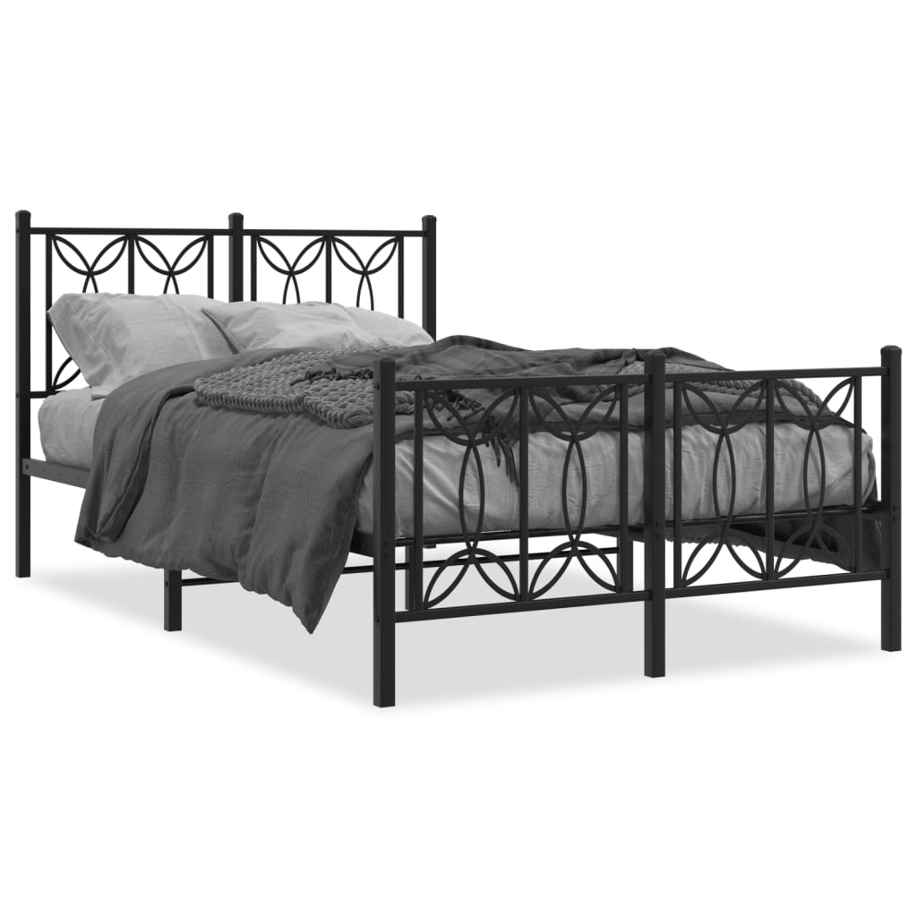 Bedframe met hoofd- en voeteneinde metaal zwart 120x190 cm is nu te koop bij PeponiXL, paradijselijk wonen!
