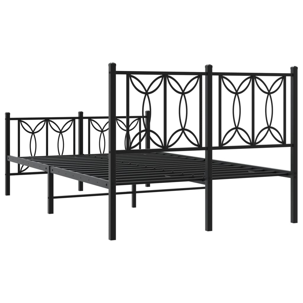 Bedframe met hoofd- en voeteneinde metaal zwart 120x190 cm is nu te koop bij PeponiXL, paradijselijk wonen!