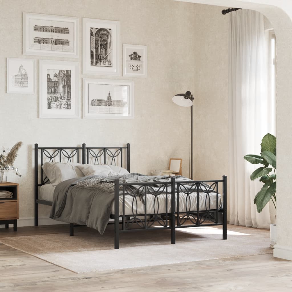 Bedframe met hoofd- en voeteneinde metaal zwart 120x190 cm is nu te koop bij PeponiXL, paradijselijk wonen!