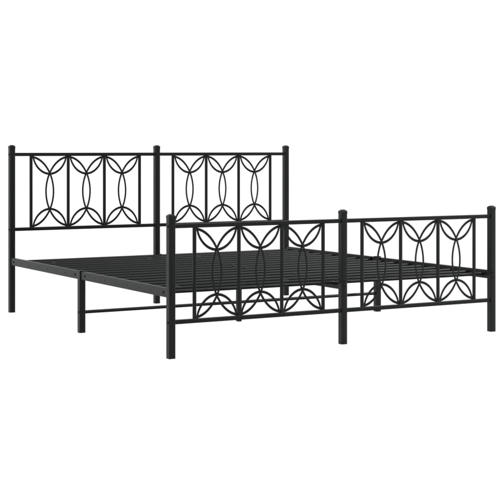 Bedframe met hoofd- en voeteneinde metaal zwart 183x213 cm is nu te koop bij PeponiXL, paradijselijk wonen!