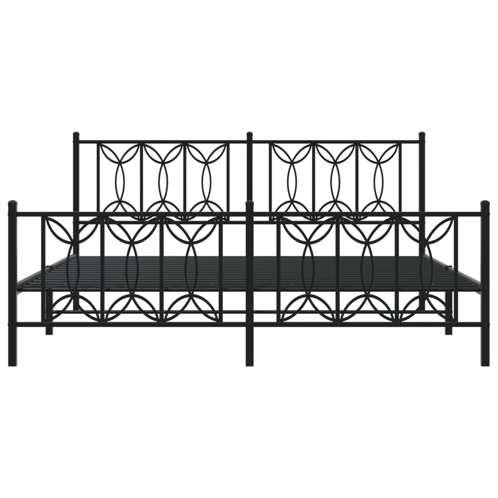 Bedframe met hoofd- en voeteneinde metaal zwart 183x213 cm is nu te koop bij PeponiXL, paradijselijk wonen!